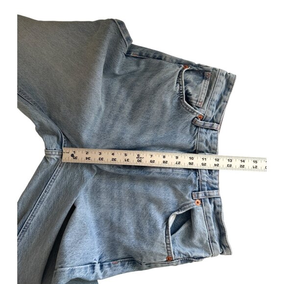 Zara Vintage Style Light Blue High-Waisted Wide-Leg Raw Hem Jeans Size 8 - Picture 5 of 6